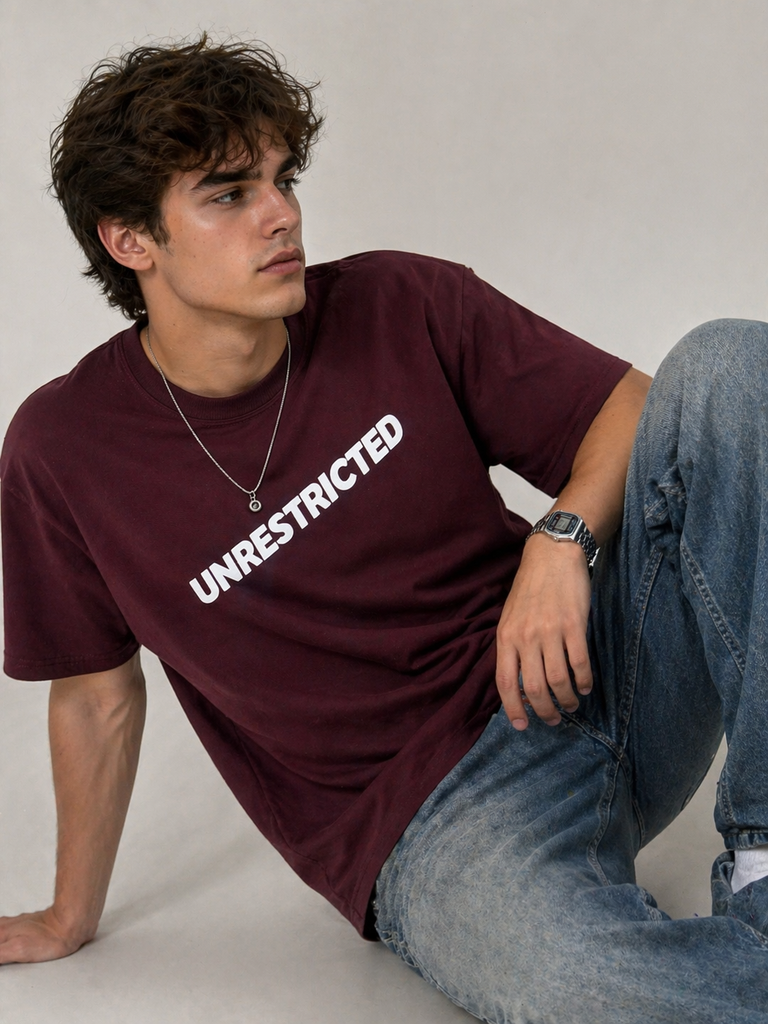 Unrestricted Core Logo Oversized Tee Maroon